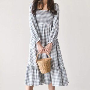 Adored Vintage - Promises Made Blue Gingham Midi Dress
